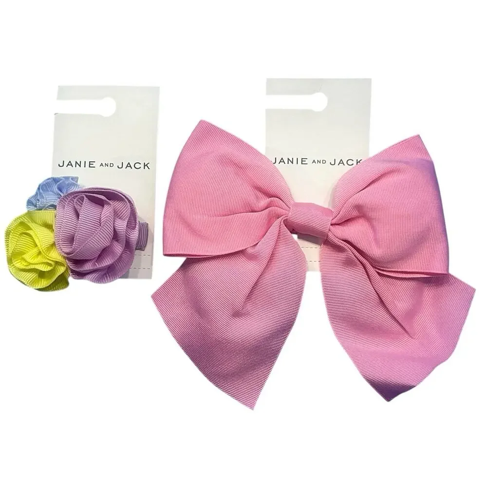 NWT Janie and Jack Clip in Flowers and Bow Hair Accessories